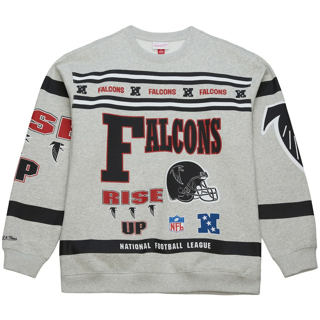 Atlanta Falcons All Over Print Vintage Fleece Crewneck Sweatshirt - Heather Gray online