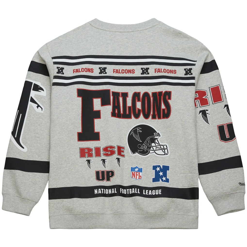 Atlanta Falcons All Over Print Vintage Fleece Crewneck Sweatshirt - Heather Gray online
