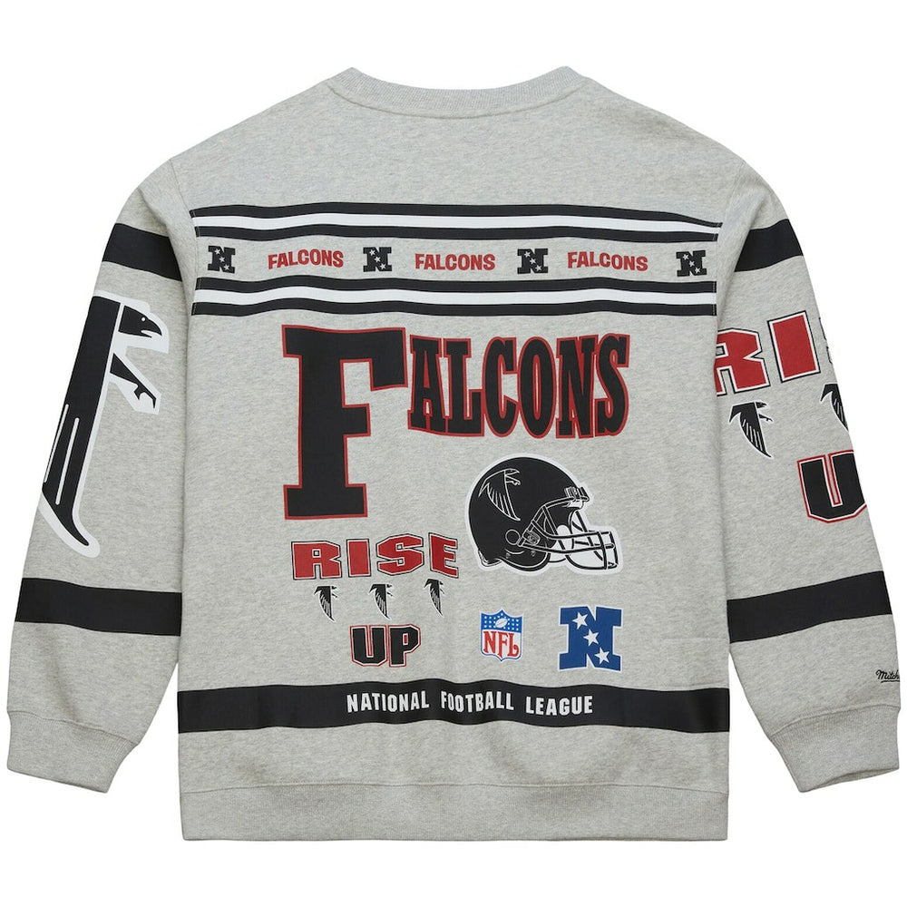 Atlanta Falcons All Over Print Vintage Fleece Crewneck Sweatshirt - Heather Gray online