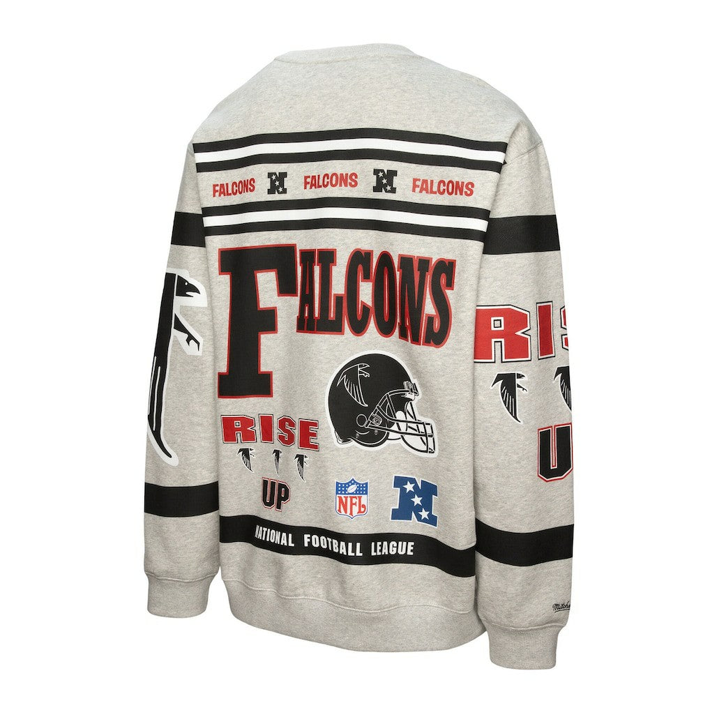 Atlanta Falcons All Over Print Vintage Fleece Crewneck Sweatshirt - Heather Gray online