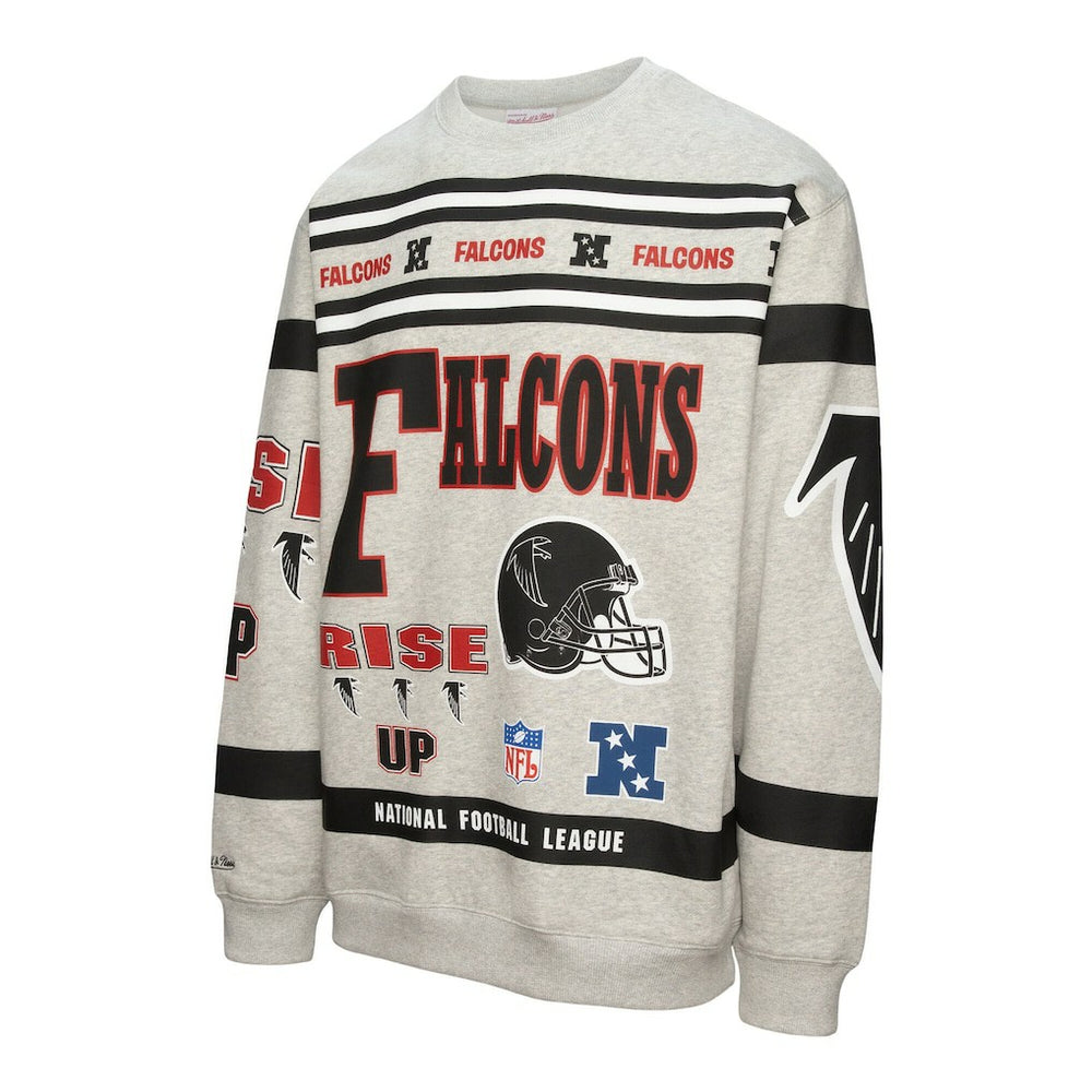 Atlanta Falcons All Over Print Vintage Fleece Crewneck Sweatshirt - Heather Gray online