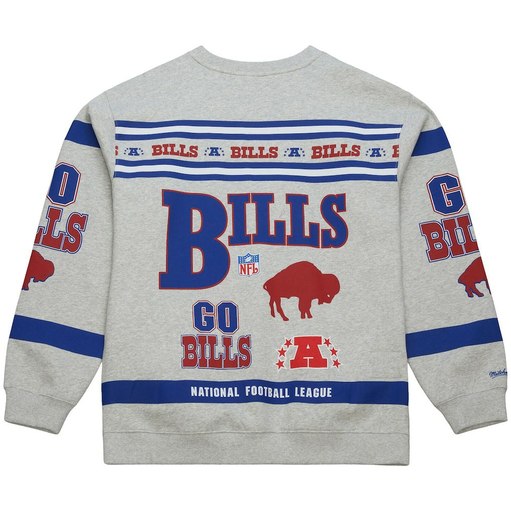Buffalo Bills All Over Print Vintage Fleece Crewneck Sweatshirt - Heather Gray on sale