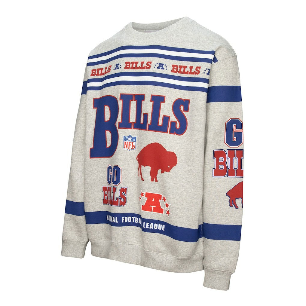 Buffalo Bills All Over Print Vintage Fleece Crewneck Sweatshirt - Heather Gray on sale