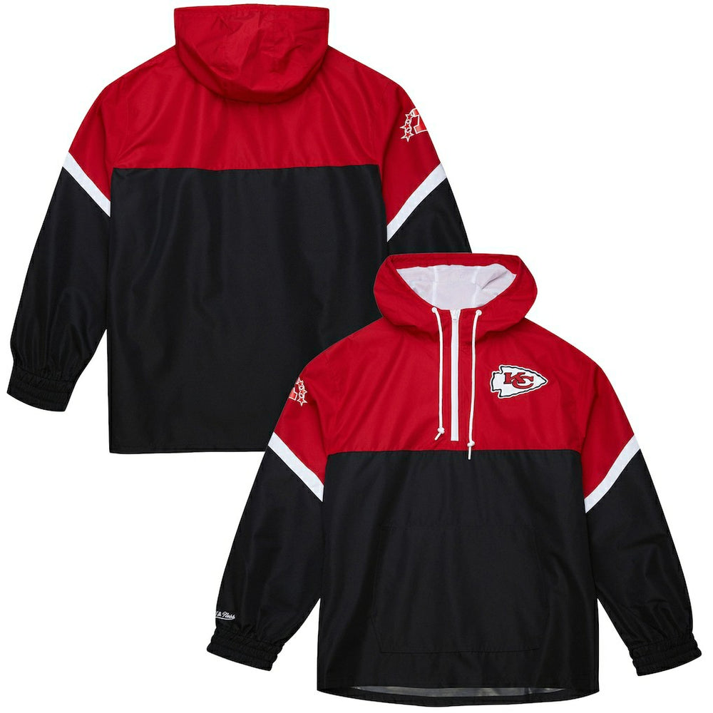 Kansas City Chiefs Tie Breaker Vintage Logo Lightweight Anorak Half-Zip Windbreaker - Red/Black for sale