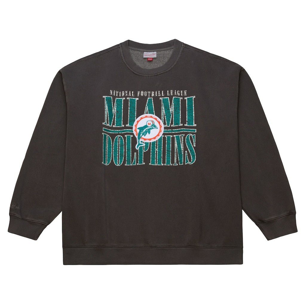 Miami Dolphins Downtown Crew Vintage Logo Sweatshirt - Black cheap