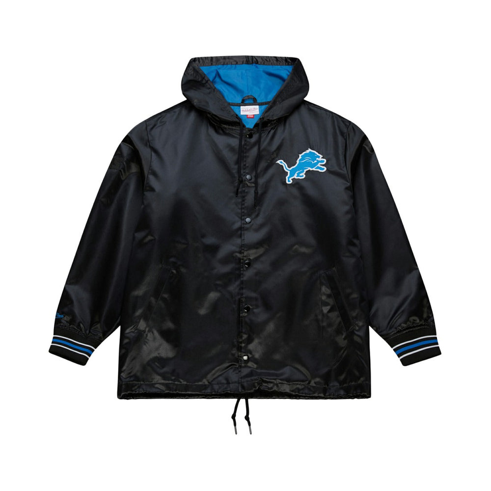Detroit Lions Downtown Satin Full-Snap Hooded Jacket - Black on sale