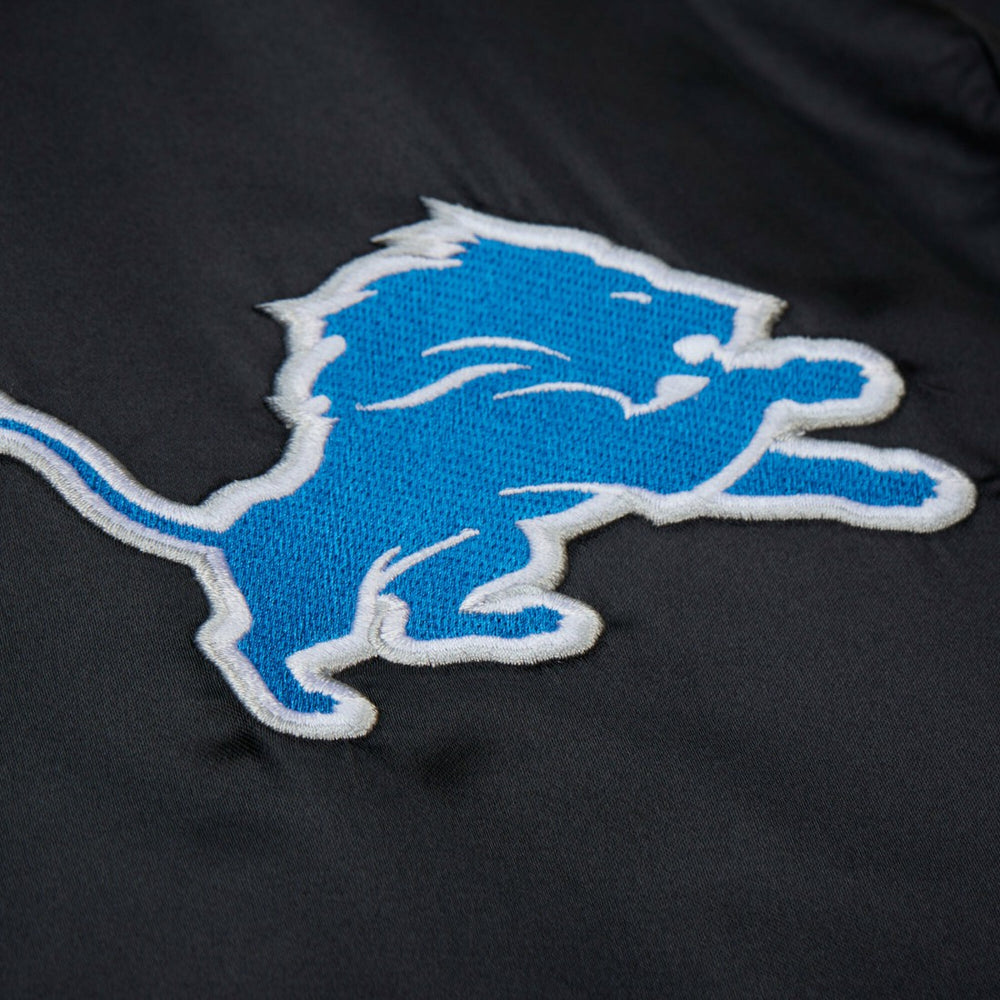Detroit Lions Downtown Satin Full-Snap Hooded Jacket - Black on sale