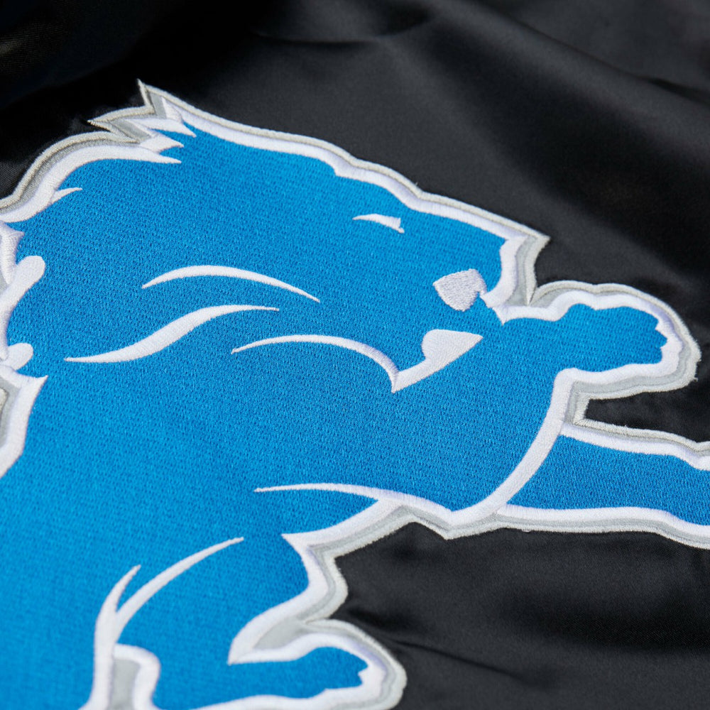 Detroit Lions Downtown Satin Full-Snap Hooded Jacket - Black on sale