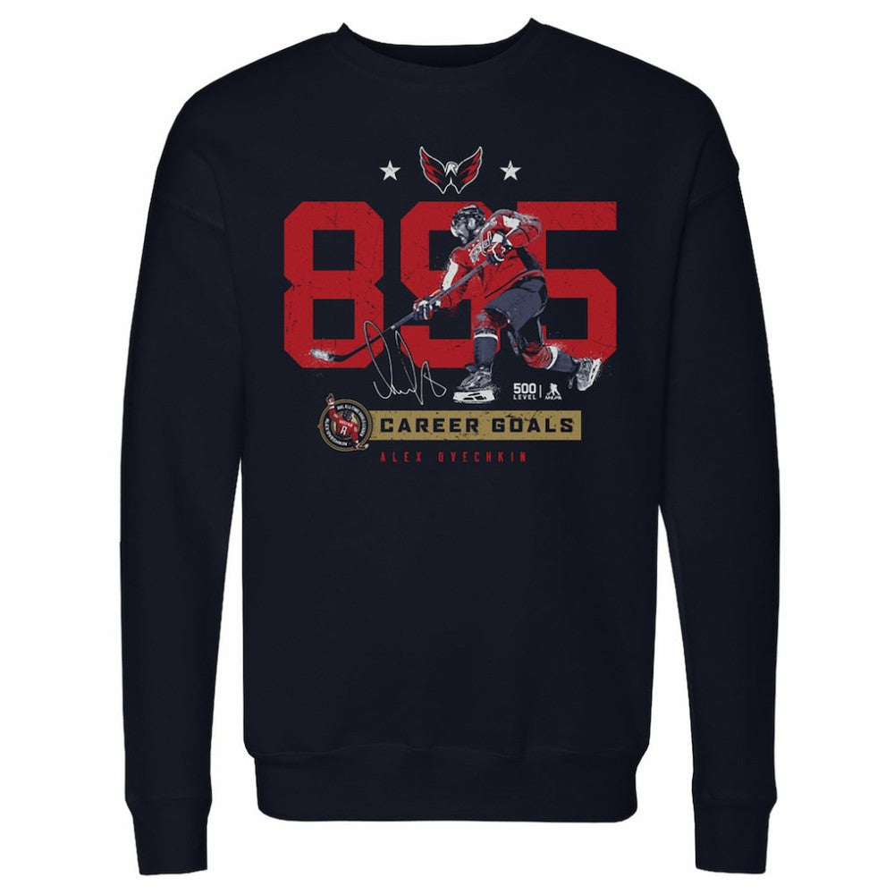 Alexander Ovechkin Washington Capitals 500 Level Number Pullover Sweatshirt - Navy Sweatshirts