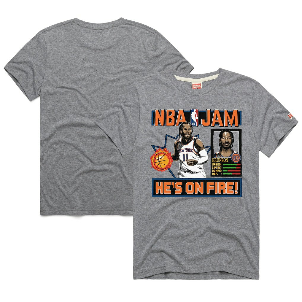Jalen Brunson New York Knicks Homage Unisex NBA Jam Tri-Blend T-Shirt - Gray sale