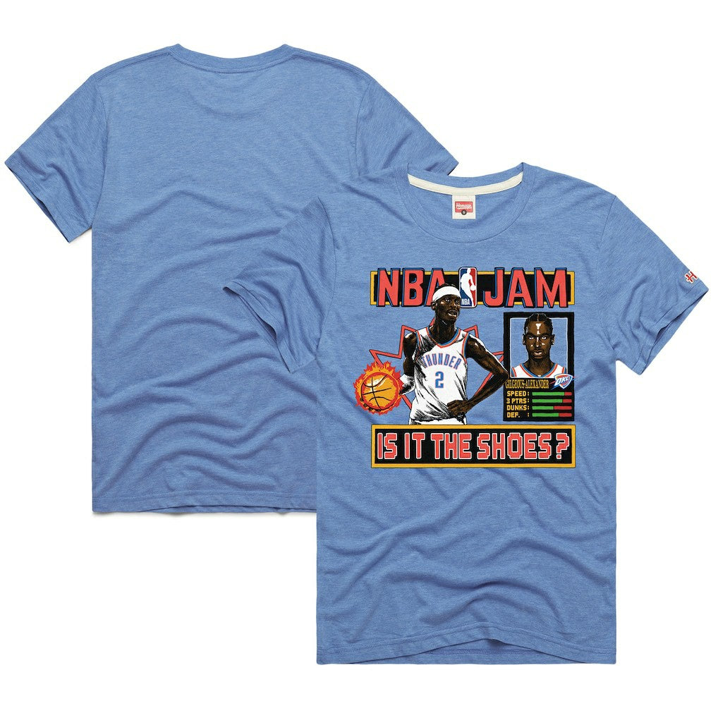Shai Gilgeous-Alexander Oklahoma City Thunder Homage Unisex NBA Jam Tri-Blend T-Shirt - Light Blue cheap