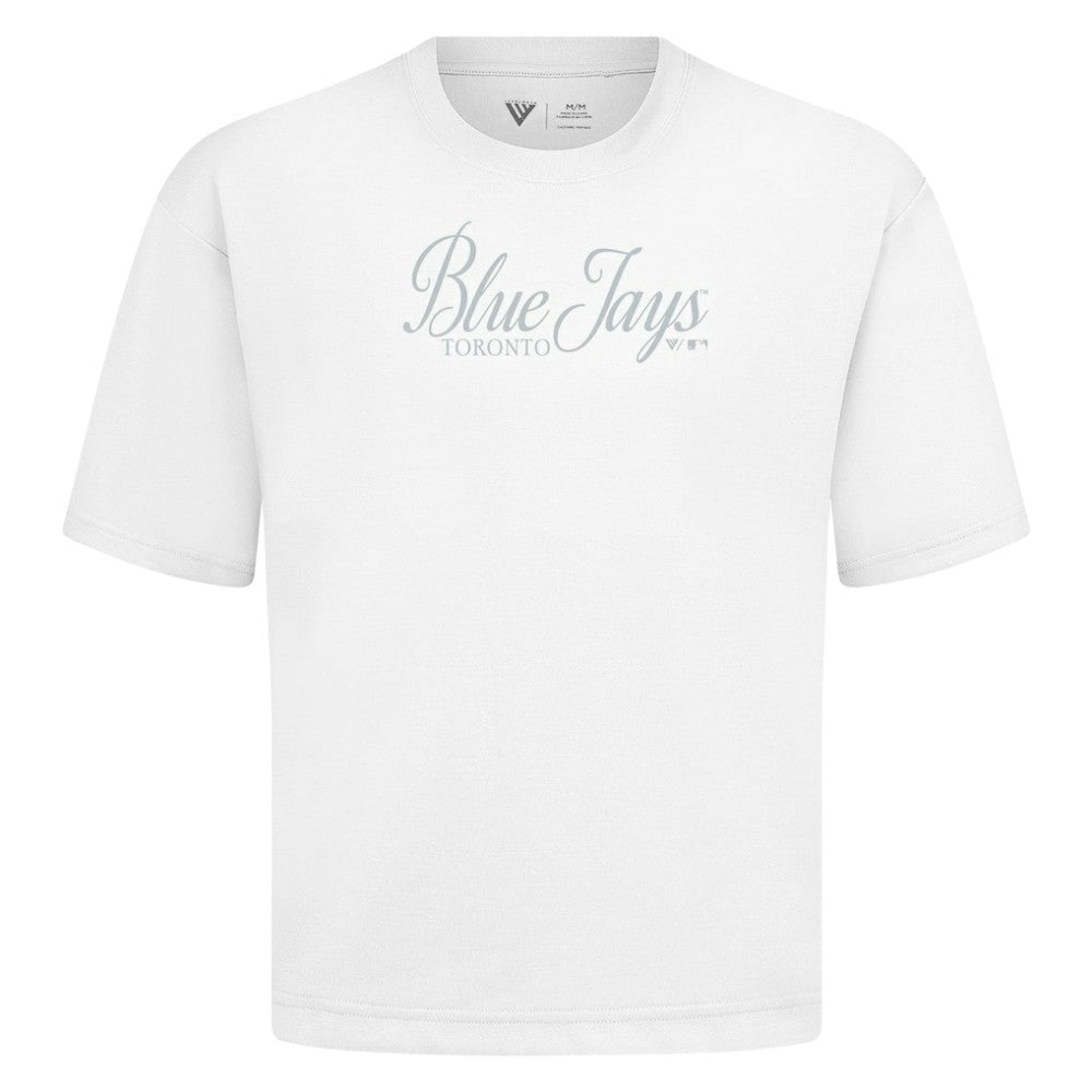Toronto Blue Jays Levelwear Ethereal Oversized Luxe Signature Knit T-Shirt White