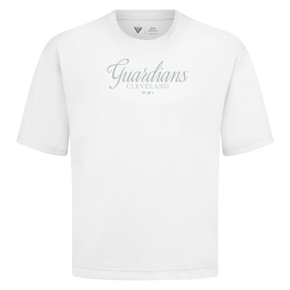 Cleveland Guardians Levelwear Ethereal Oversized Luxe Signature Knit T-Shirt White