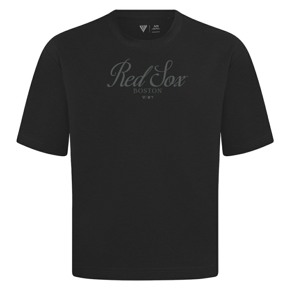 Boston Red Sox Levelwear Ethereal Oversized Luxe Signature Knit T-Shirt Black