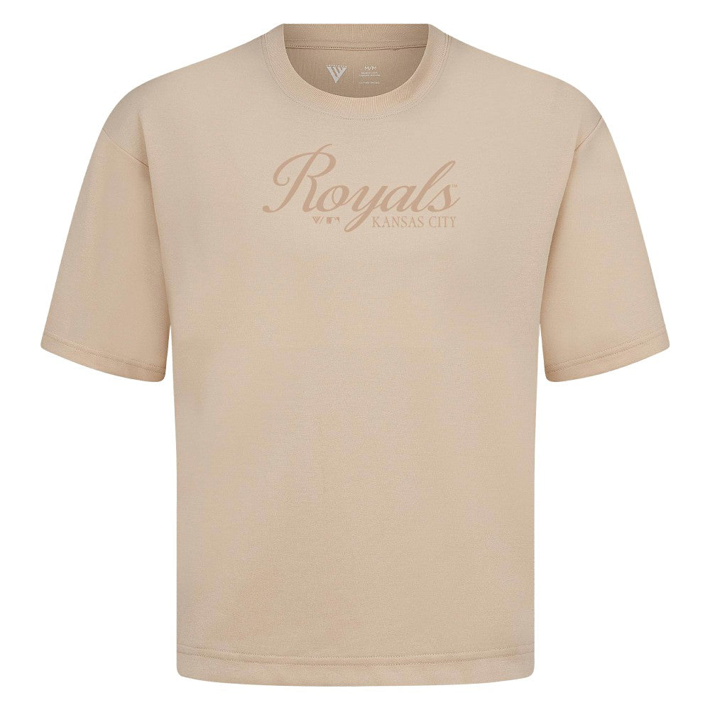 Kansas City Royals Levelwear Ethereal Oversized Luxe Signature Knit T-Shirt Khaki