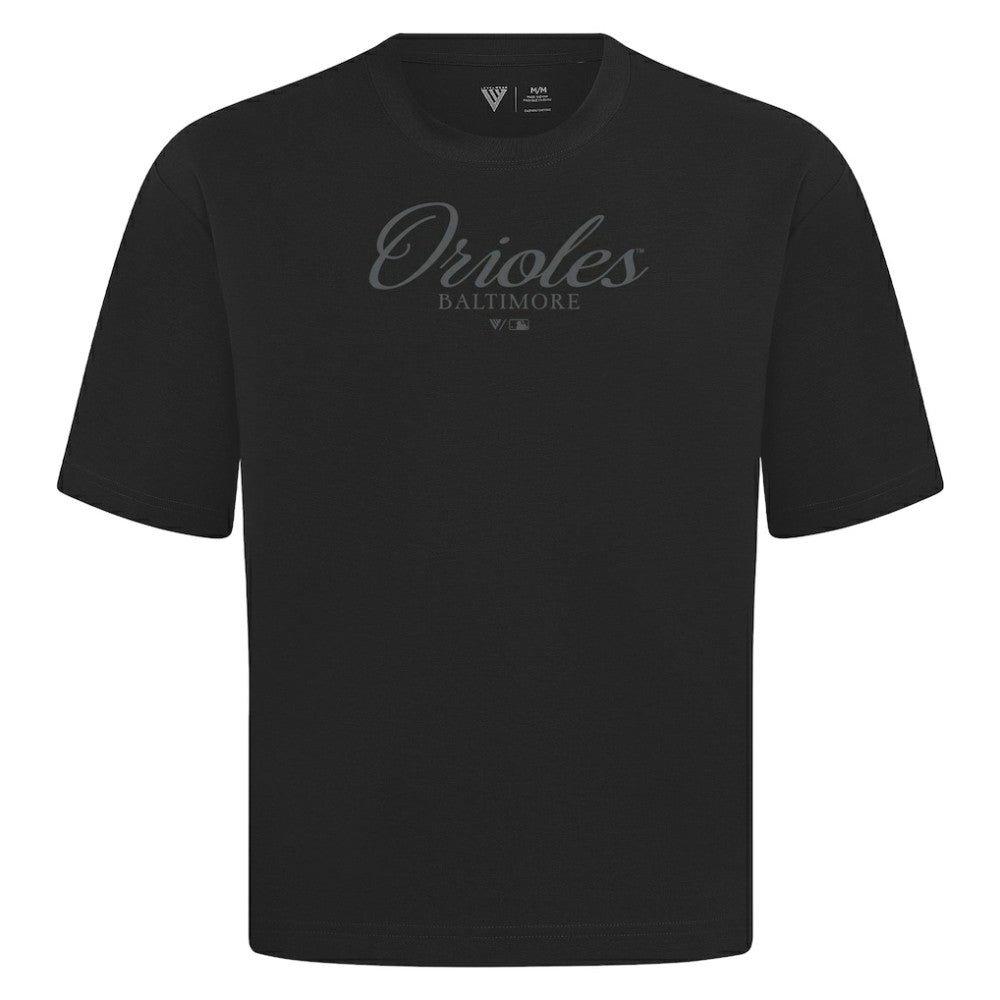 Baltimore Orioles Levelwear Ethereal Oversized Luxe Signature Knit T-Shirt Black
