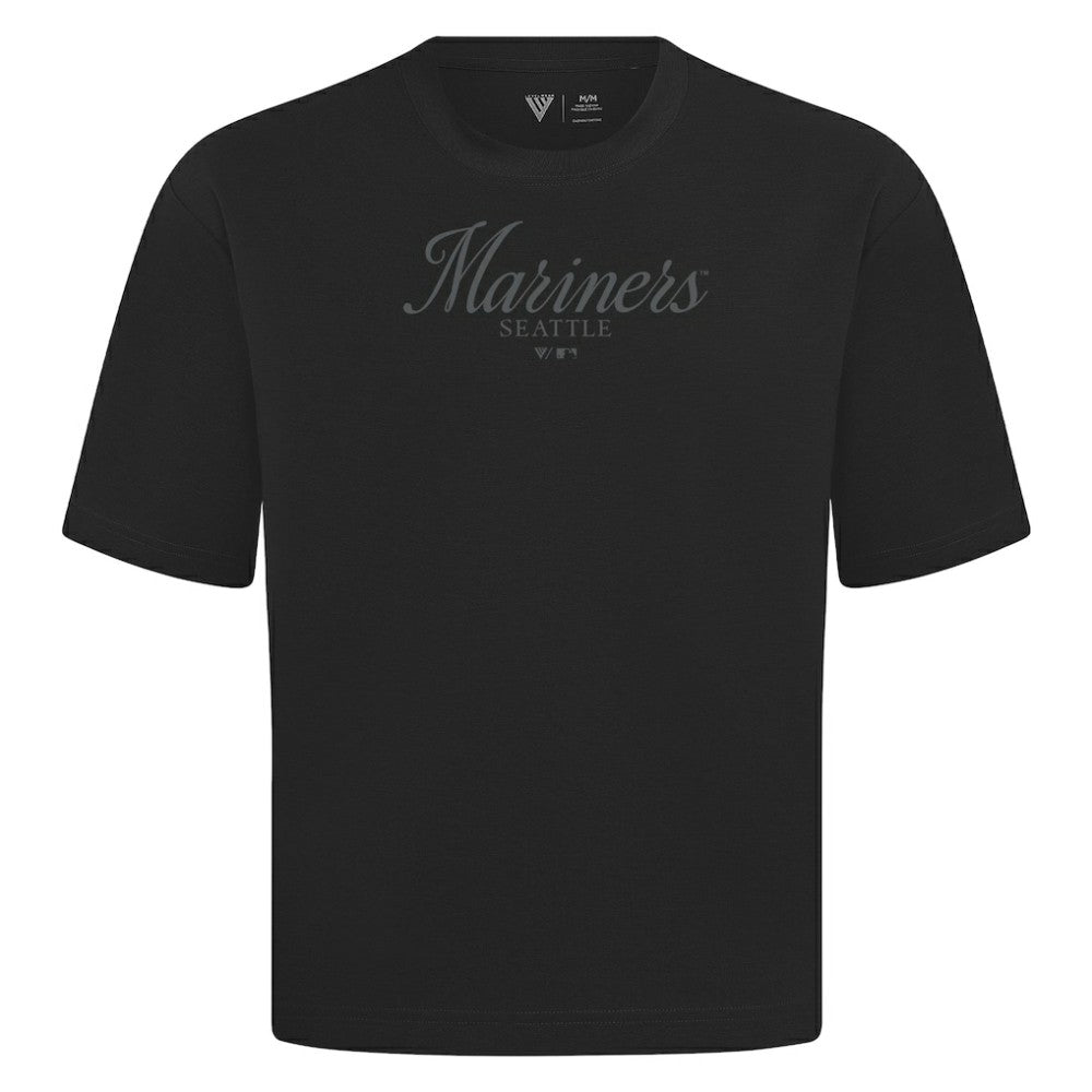 Seattle Mariners Levelwear Ethereal Oversized Luxe Signature Knit T-Shirt Black