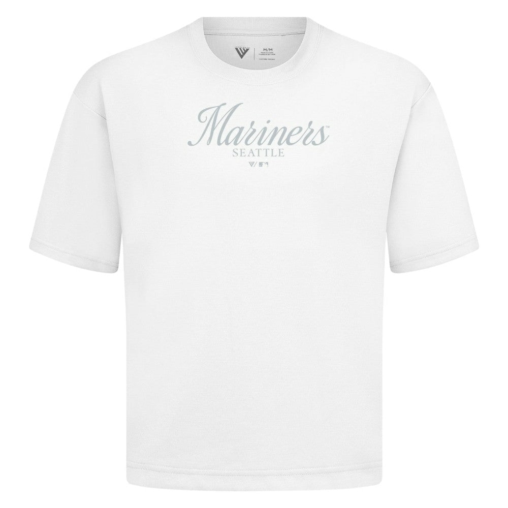 Seattle Mariners Levelwear Ethereal Oversized Luxe Signature Knit T-Shirt White