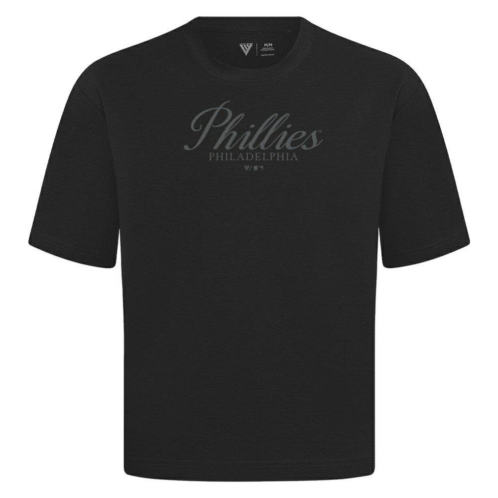 Philadelphia Phillies Levelwear Ethereal Oversized Luxe Signature Knit T-Shirt Black