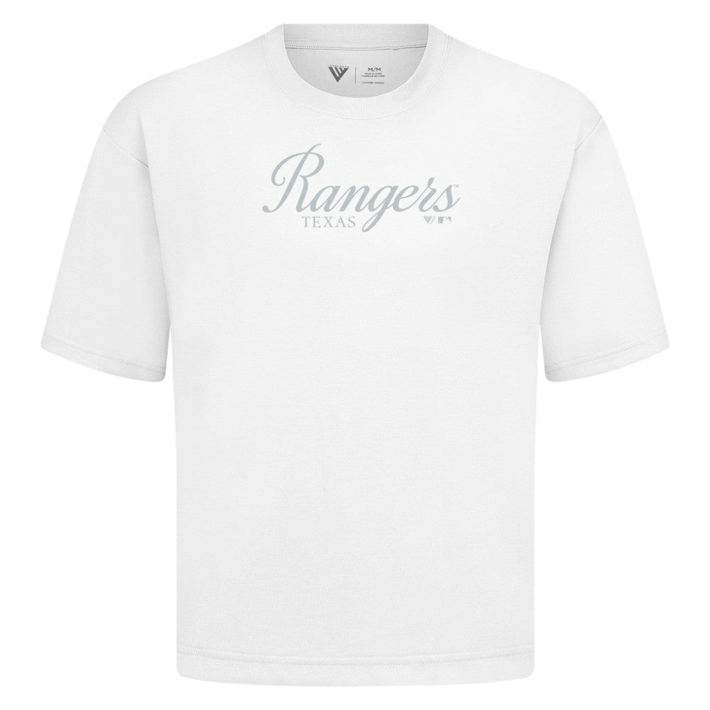 Texas Rangers Levelwear Ethereal Oversized Luxe Signature Knit T-Shirt White