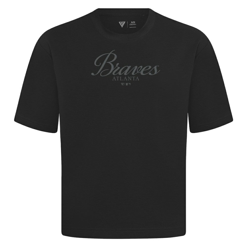 Atlanta Braves Levelwear Ethereal Oversized Luxe Signature Knit T-Shirt Black