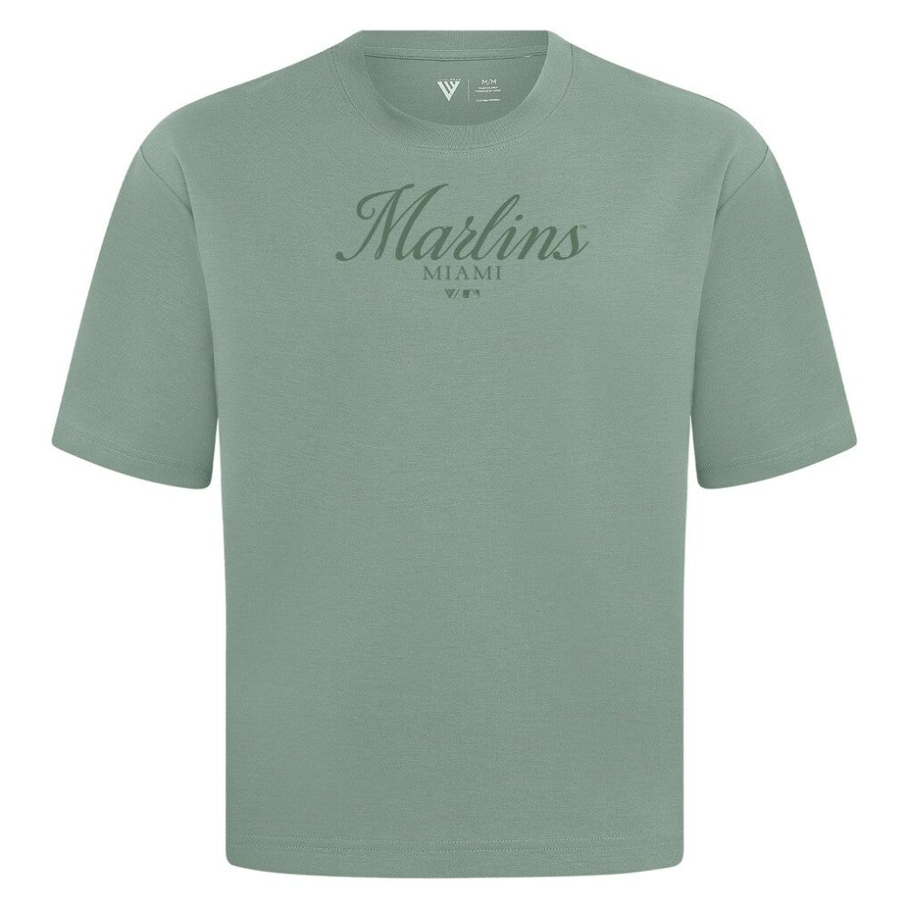 Miami Marlins Levelwear Ethereal Oversized Luxe Signature Knit T-Shirt Green