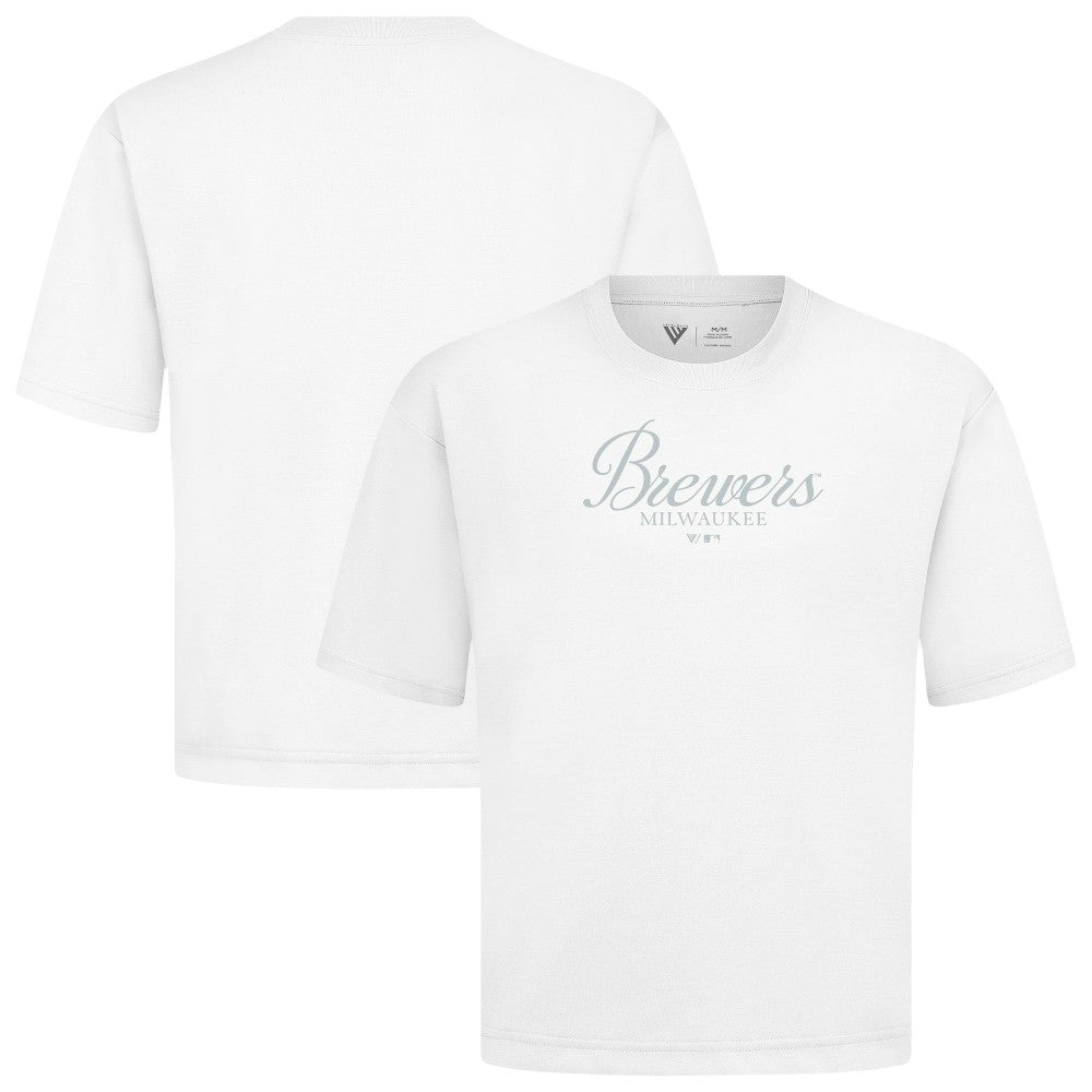 Milwaukee Brewers Levelwear Ethereal Oversized Luxe Signature Knit T-Shirt White