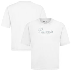 Milwaukee Brewers Levelwear Ethereal Oversized Luxe Signature Knit T-Shirt White