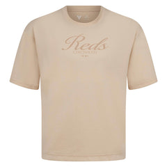 Cincinnati Reds Levelwear Ethereal Oversized Luxe Signature Knit T-Shirt Khaki