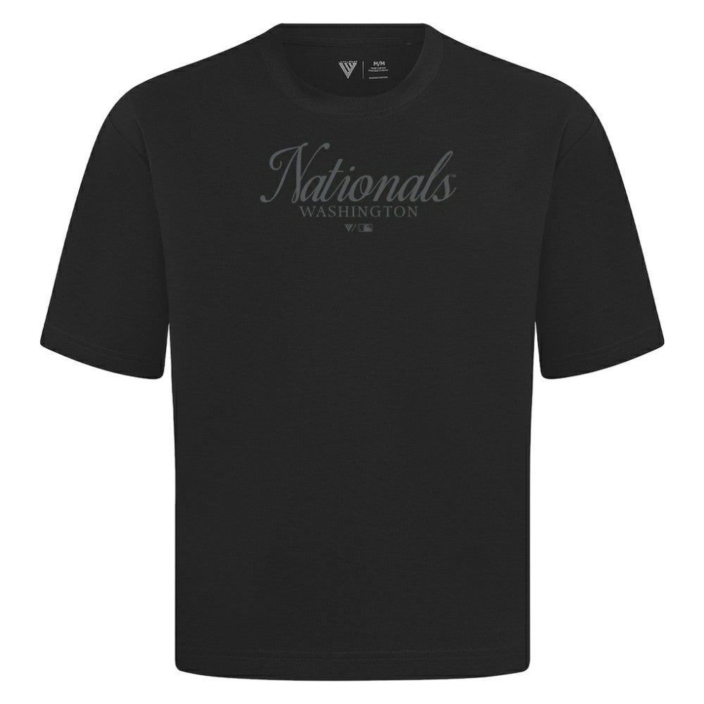 Washington Nationals Levelwear Ethereal Oversized Luxe Signature Knit T-Shirt Black