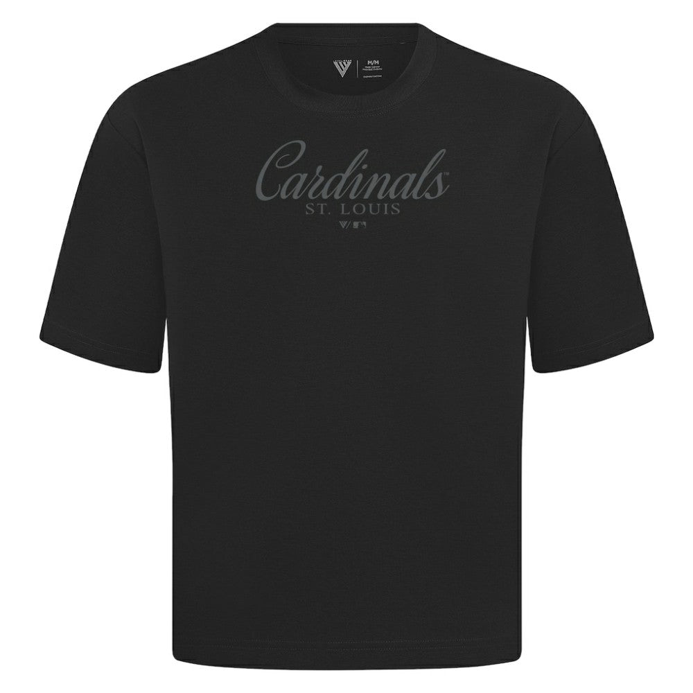 St. Louis Cardinals Levelwear Ethereal Oversized Luxe Signature Knit T-Shirt Black