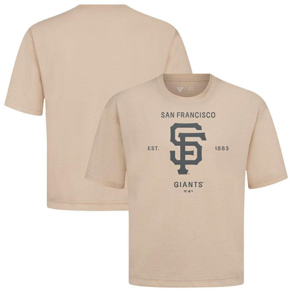 San Francisco Giants Levelwear Crossway Oversized Luxe Signature Knit T-Shirt Khaki