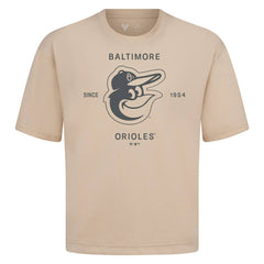 Baltimore Orioles Levelwear Crossway Oversized Luxe Signature Knit T-Shirt Khaki