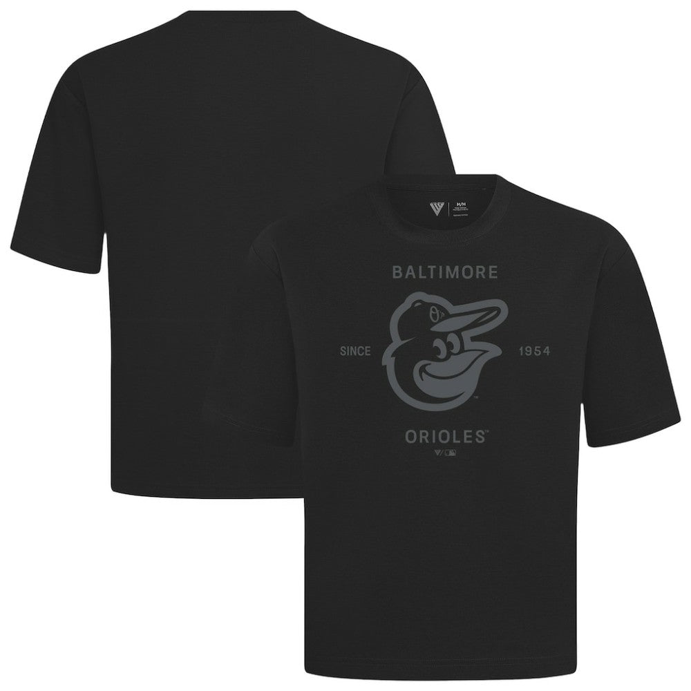 Baltimore Orioles Levelwear Crossway Oversized Luxe Signature Knit T-Shirt Black