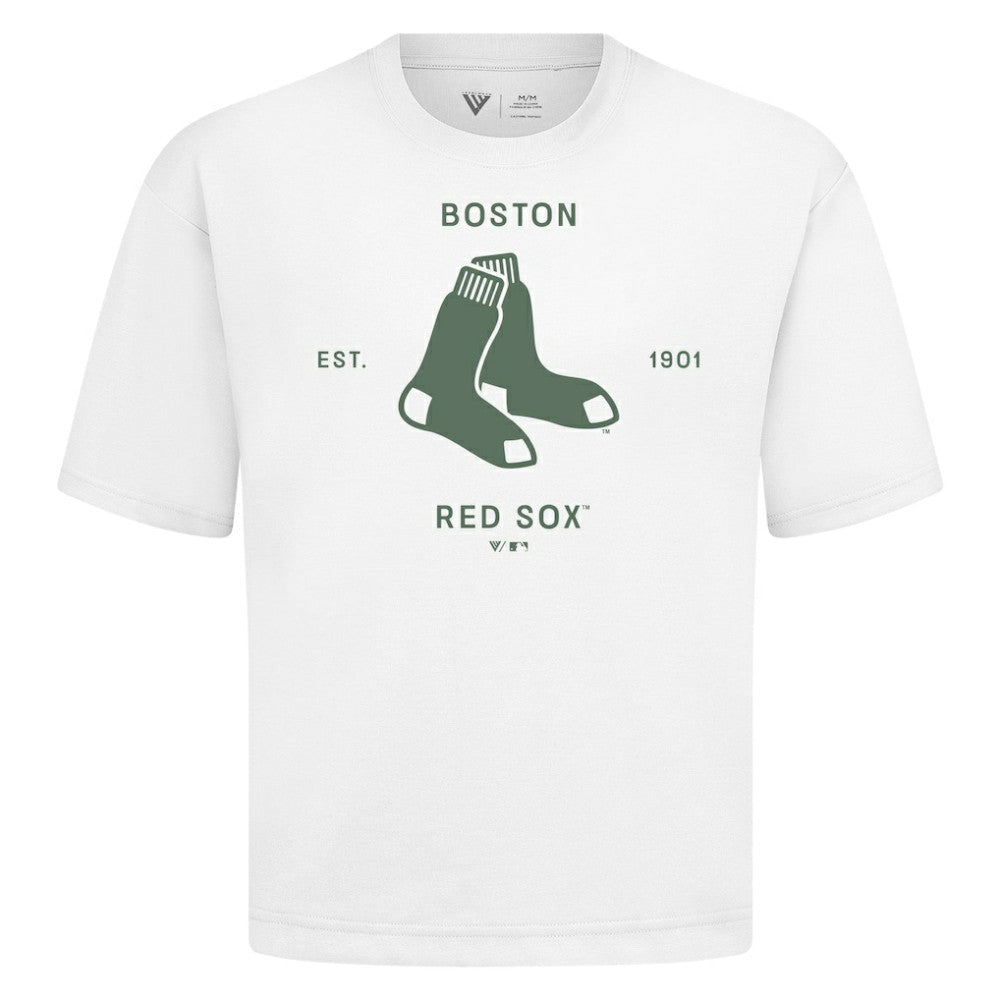 Boston Red Sox Levelwear Crossway Oversized Luxe Signature Knit T-Shirt White
