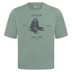 Boston Red Sox Levelwear Crossway Oversized Luxe Signature Knit T-Shirt Green