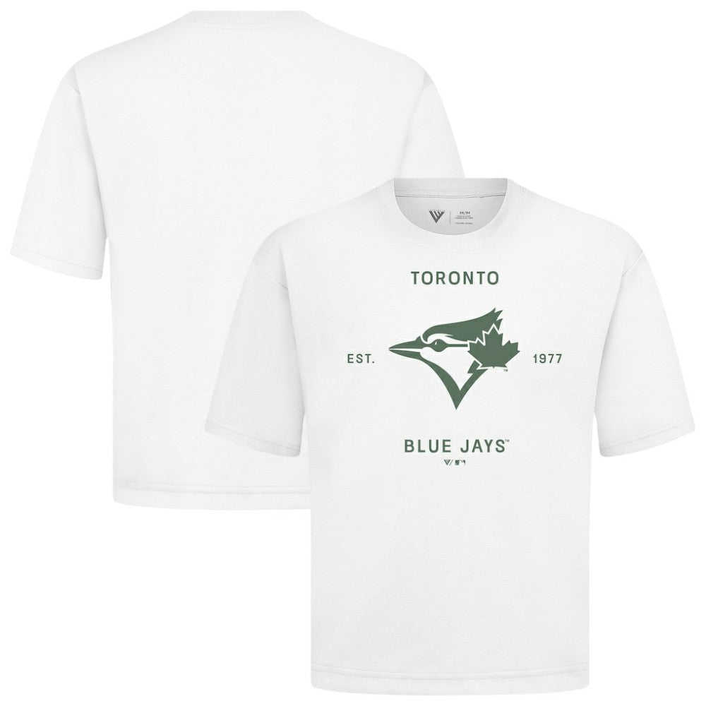 Toronto Blue Jays Levelwear Crossway Oversized Luxe Signature Knit T-Shirt White