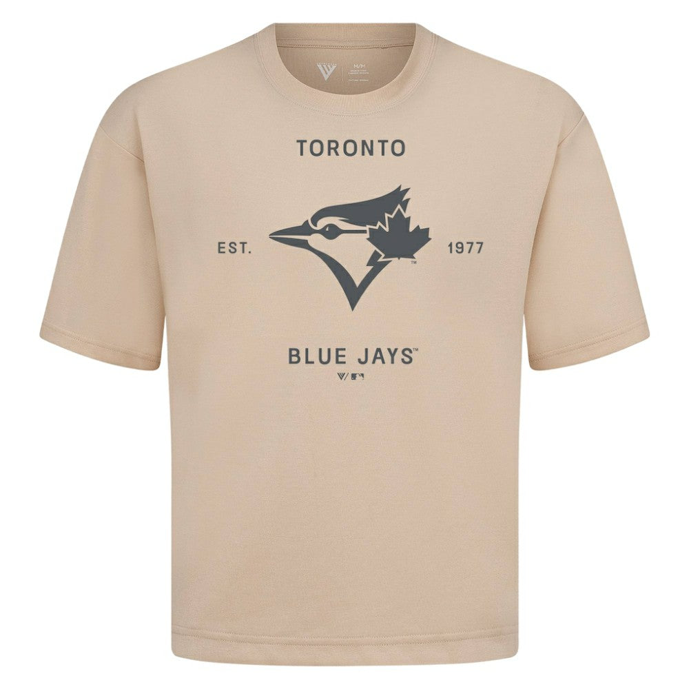 Toronto Blue Jays Levelwear Crossway Oversized Luxe Signature Knit T-Shirt Khaki