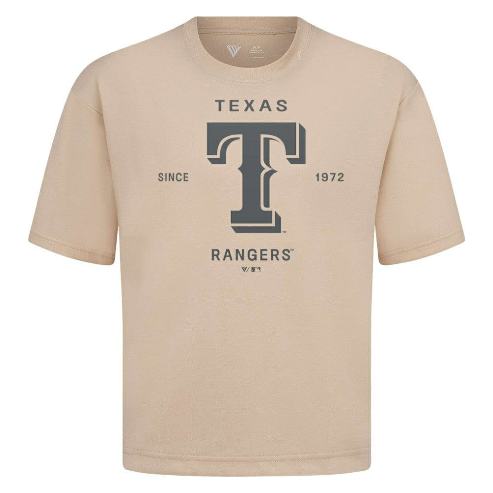 Texas Rangers Levelwear Crossway Oversized Luxe Signature Knit T-Shirt Khaki
