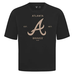 Atlanta Braves Levelwear Crossway Oversized Luxe Signature Knit T-Shirt Black