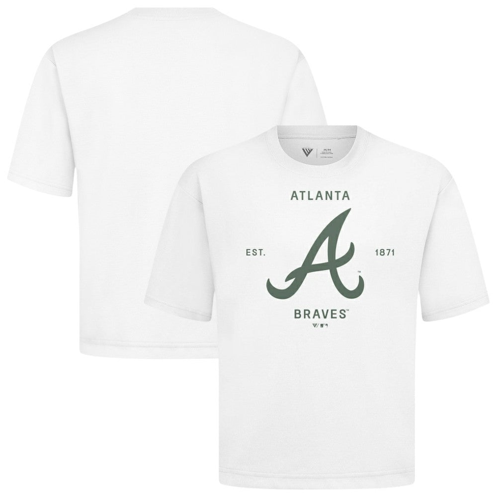 Atlanta Braves Levelwear Crossway Oversized Luxe Signature Knit T-Shirt White