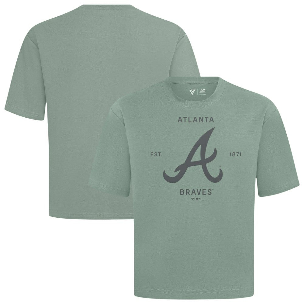Atlanta Braves Levelwear Crossway Oversized Luxe Signature Knit T-Shirt Green