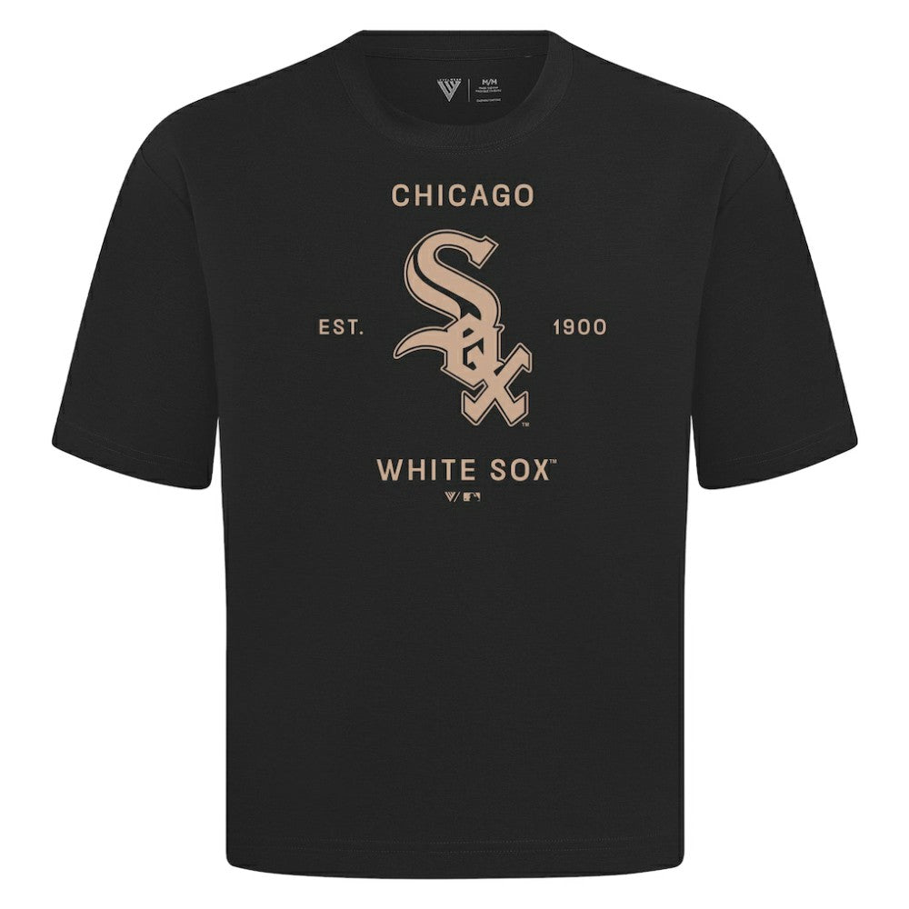 Chicago White Sox Levelwear Crossway Oversized Luxe Signature Knit T-Shirt Black