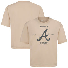 Atlanta Braves Levelwear Crossway Oversized Luxe Signature Knit T-Shirt Khaki