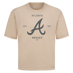 Atlanta Braves Levelwear Crossway Oversized Luxe Signature Knit T-Shirt Khaki