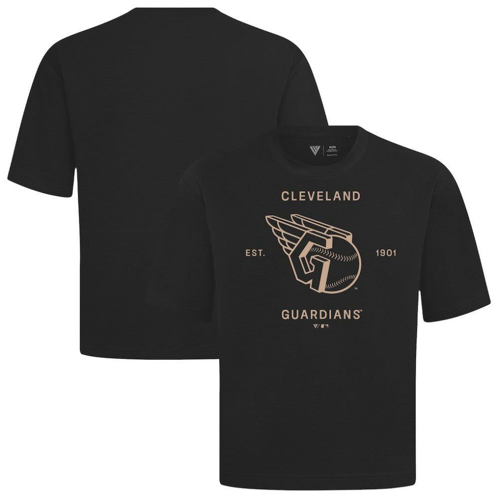 Cleveland Guardians Levelwear Crossway Oversized Luxe Signature Knit T-Shirt Black