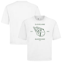 Cleveland Guardians Levelwear Crossway Oversized Luxe Signature Knit T-Shirt White