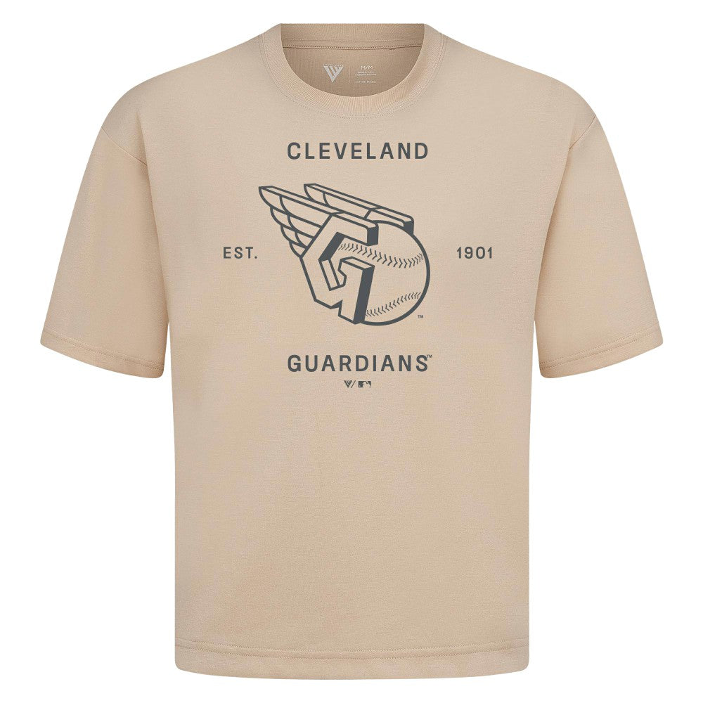 Cleveland Guardians Levelwear Crossway Oversized Luxe Signature Knit T-Shirt Khaki