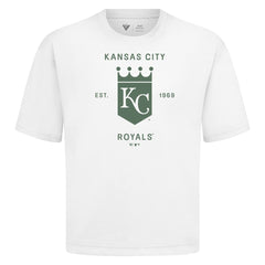 Kansas City Royals Levelwear Crossway Oversized Luxe Signature Knit T-Shirt White