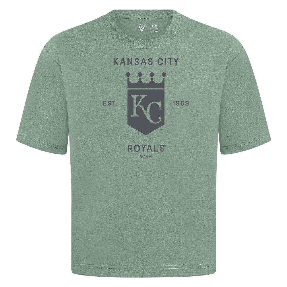 Kansas City Royals Levelwear Crossway Oversized Luxe Signature Knit T-Shirt Green